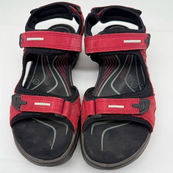 ECCO Yucatán Women’s Hiking Sandals Size 39 US 8 Red Black Velcro Straps used - Picture 4 of 6